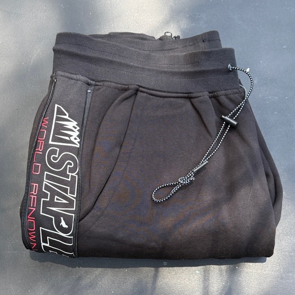 Staple Black Fleece Lined Joggers World Renown Sweatpants Men’s Size L - Picture 1 of 5
